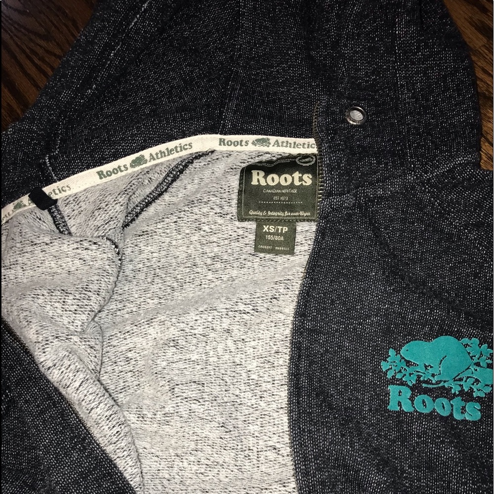 Gray ROOTS Zip Up Hoodie